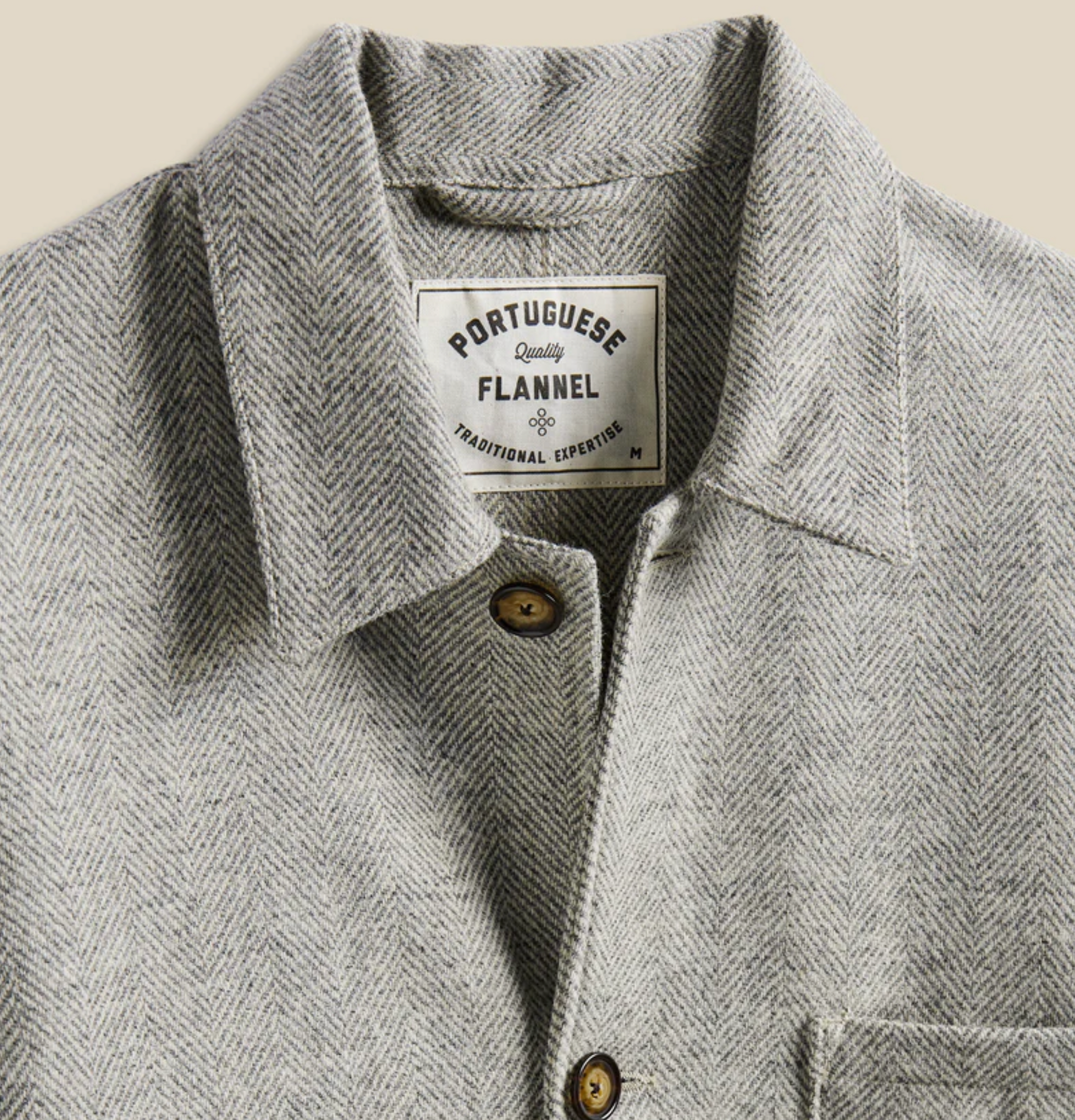 Portuguese Flannel - Labura Herringbone Wool Light Grey